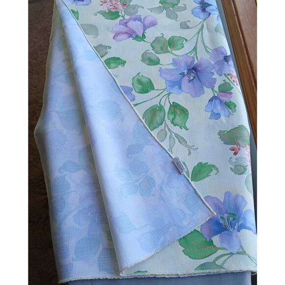 Vintage yellow floral tablecloth 82" x 58" spring purple pink green easter - Picture 1 of 8